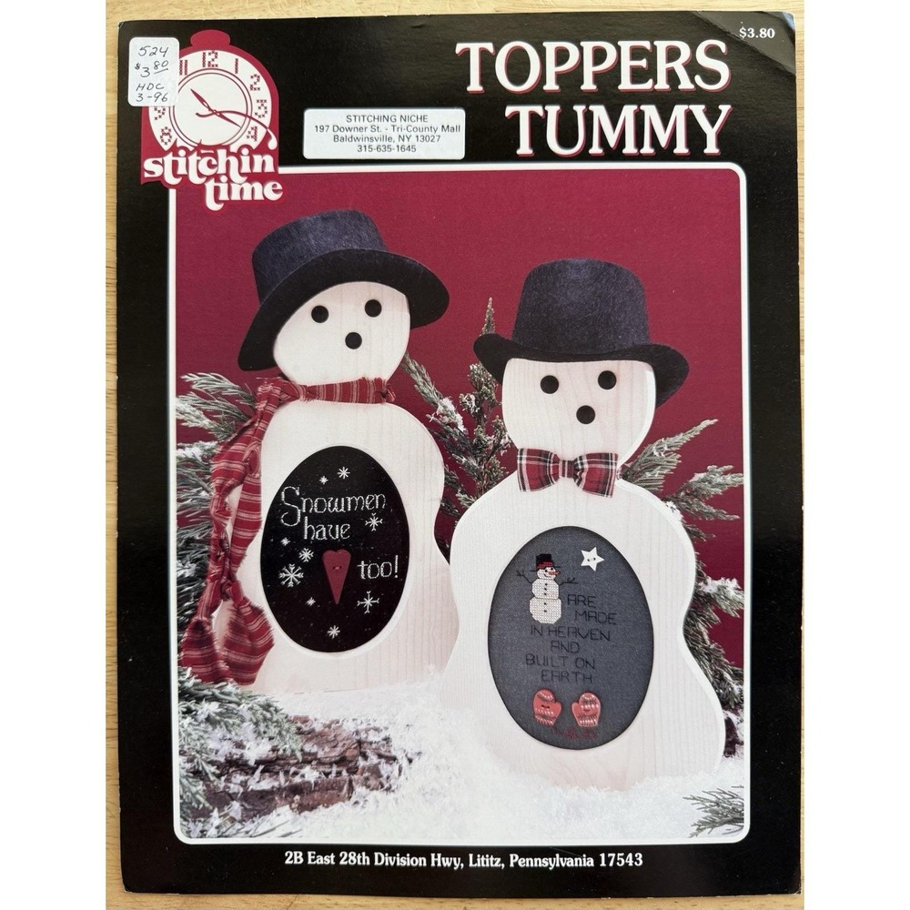 Stitchin Time Toppers Tummy Primitive Snowman Cross Stitch Pattern Chart